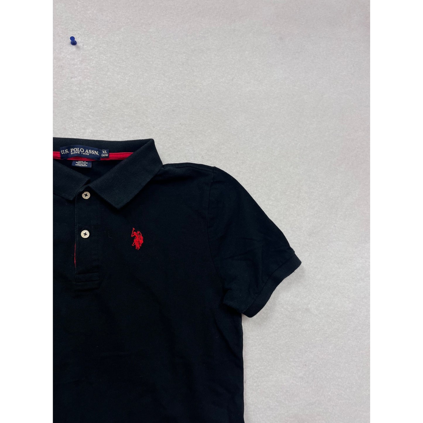 U.S. Polo Assn. Kids Black Polo Shirt XL Cotton #643A