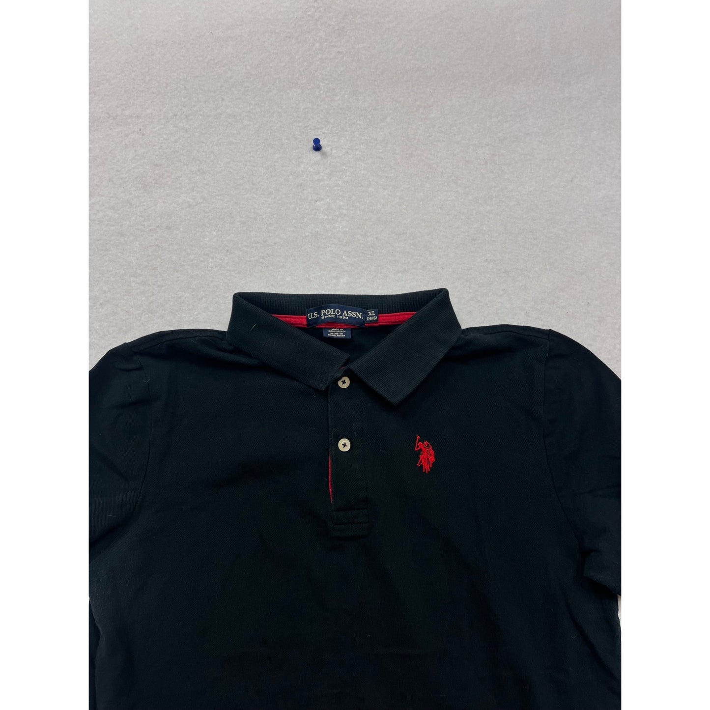 U.S. Polo Assn. Kids Black Polo Shirt XL Cotton #643A