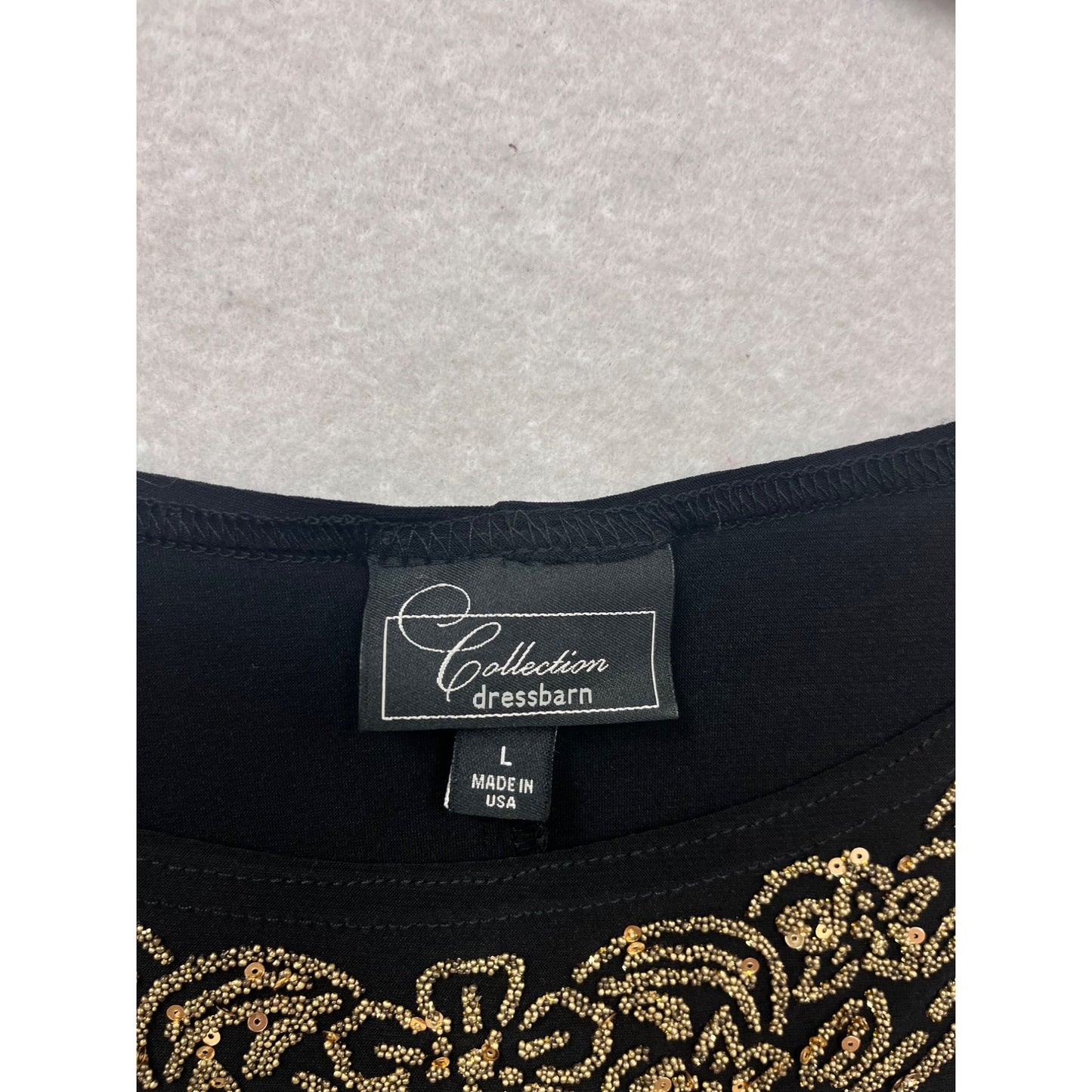 Dressbarn Collection Black & Gold Sequined Top L #308A