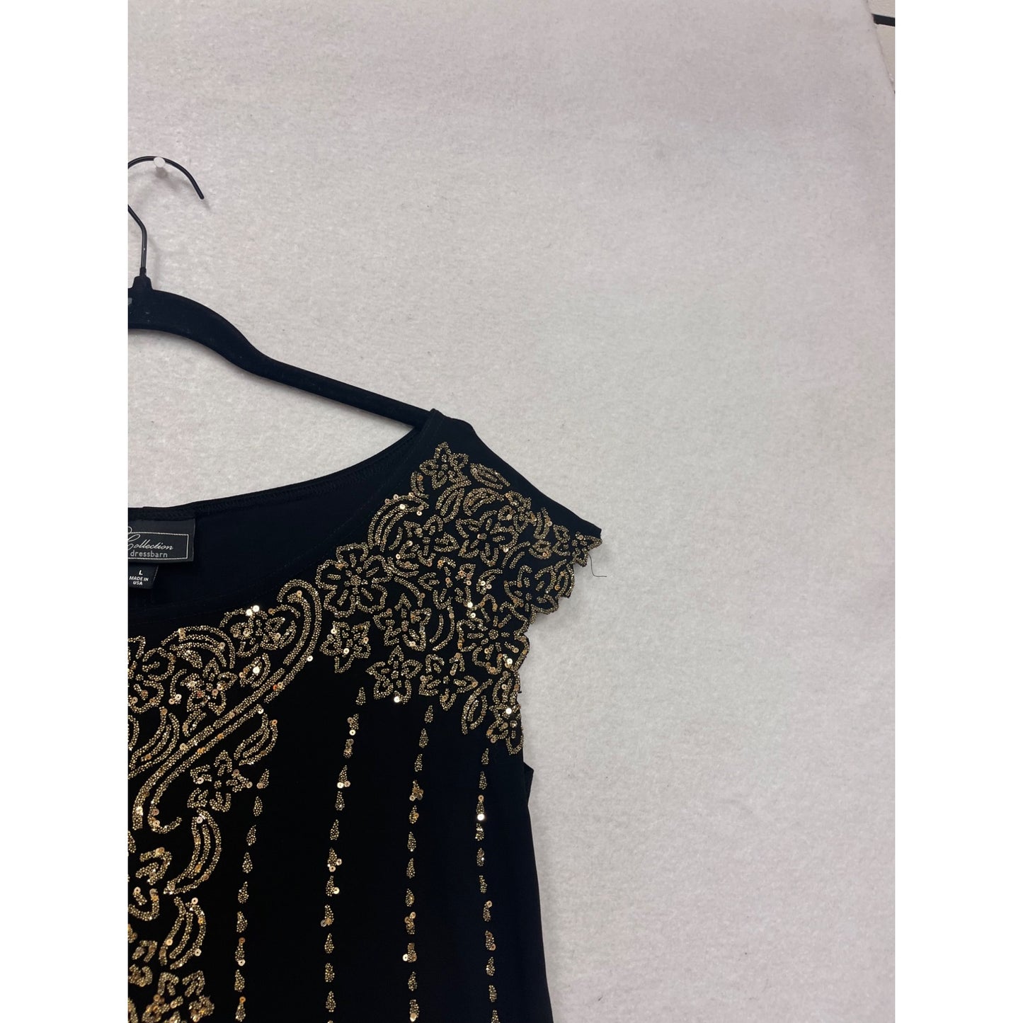 Dressbarn Collection Black & Gold Sequined Top L #308A