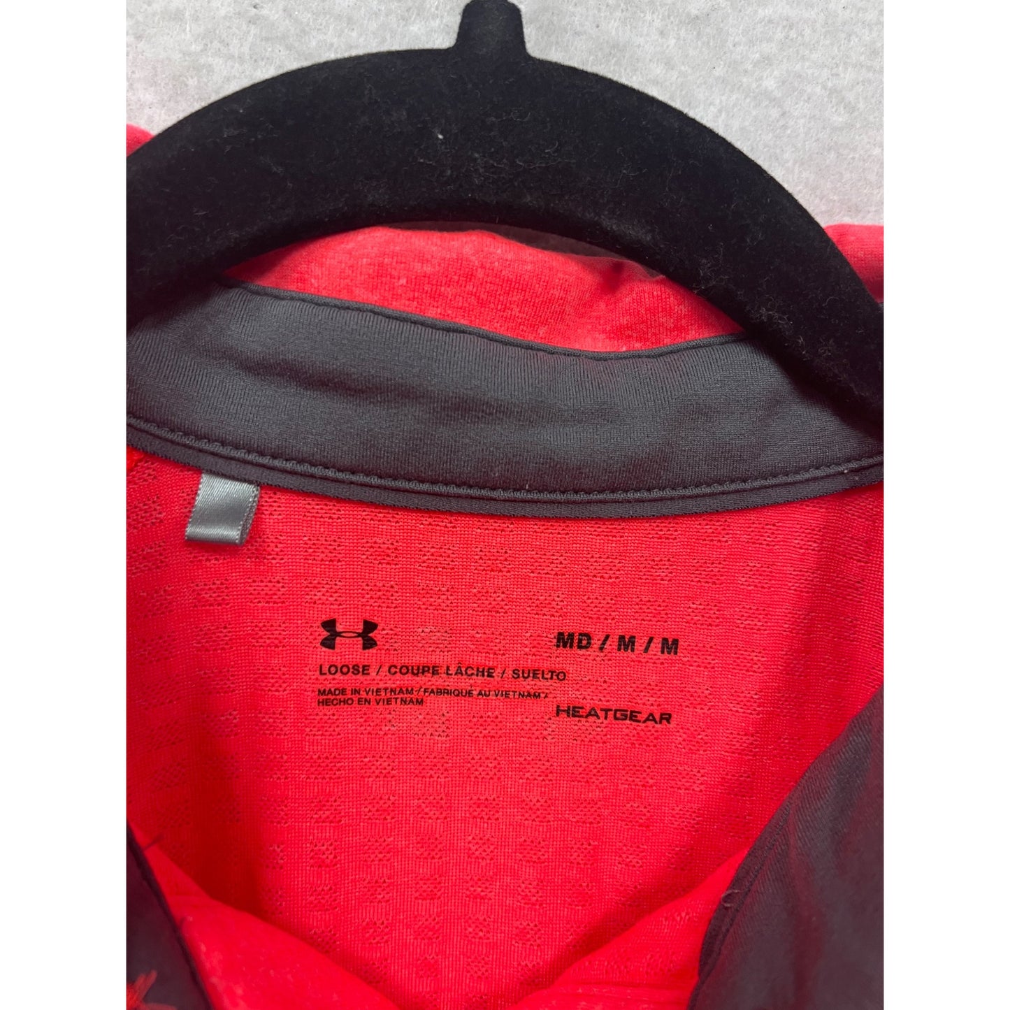 Under Armour HeatGear Polo Shirt Loose Fit Red Size M #577A