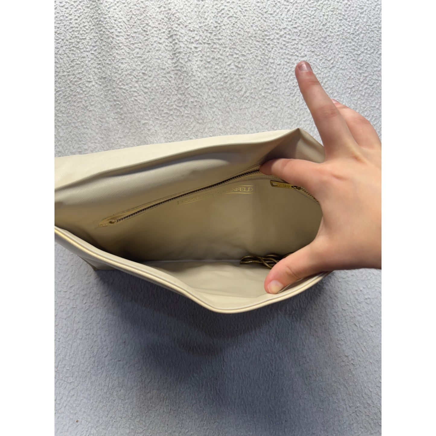 Vintage Mary Ann Rosenfeld Yellow Leather Fold-Over Clutch Closure #9905