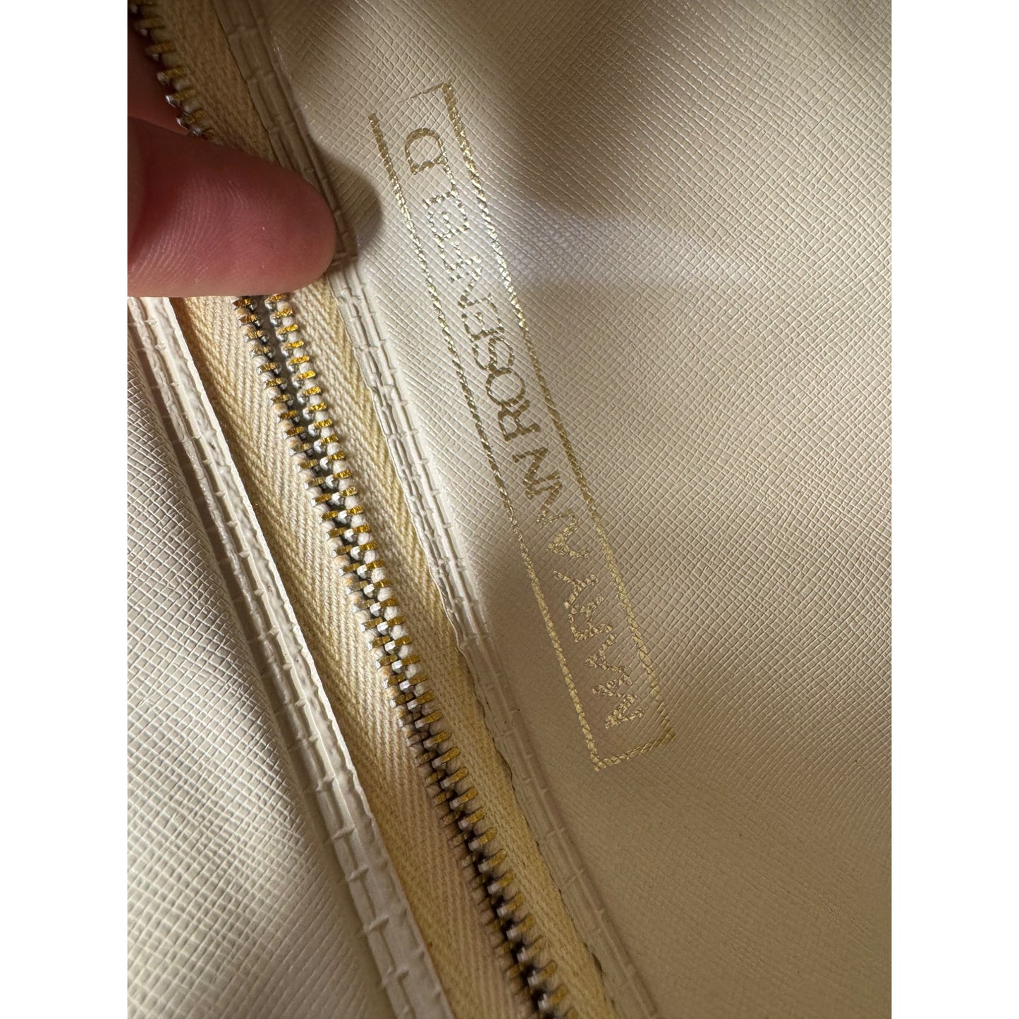 Vintage Mary Ann Rosenfeld Yellow Leather Fold-Over Clutch Closure #9905