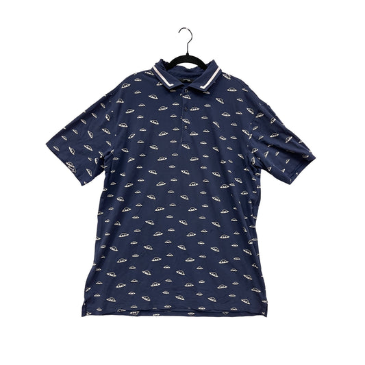 Radmor Mens XL Navy Polo Shirt With White Patterned Design #8930