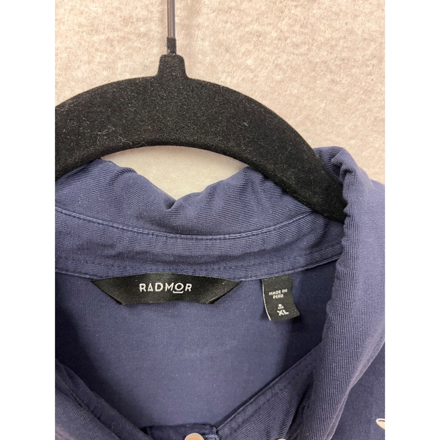 Radmor Mens XL Navy Polo Shirt With White Patterned Design #8930