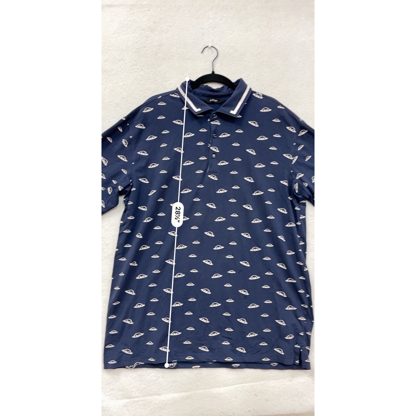 Radmor Mens XL Navy Polo Shirt With White Patterned Design #8930