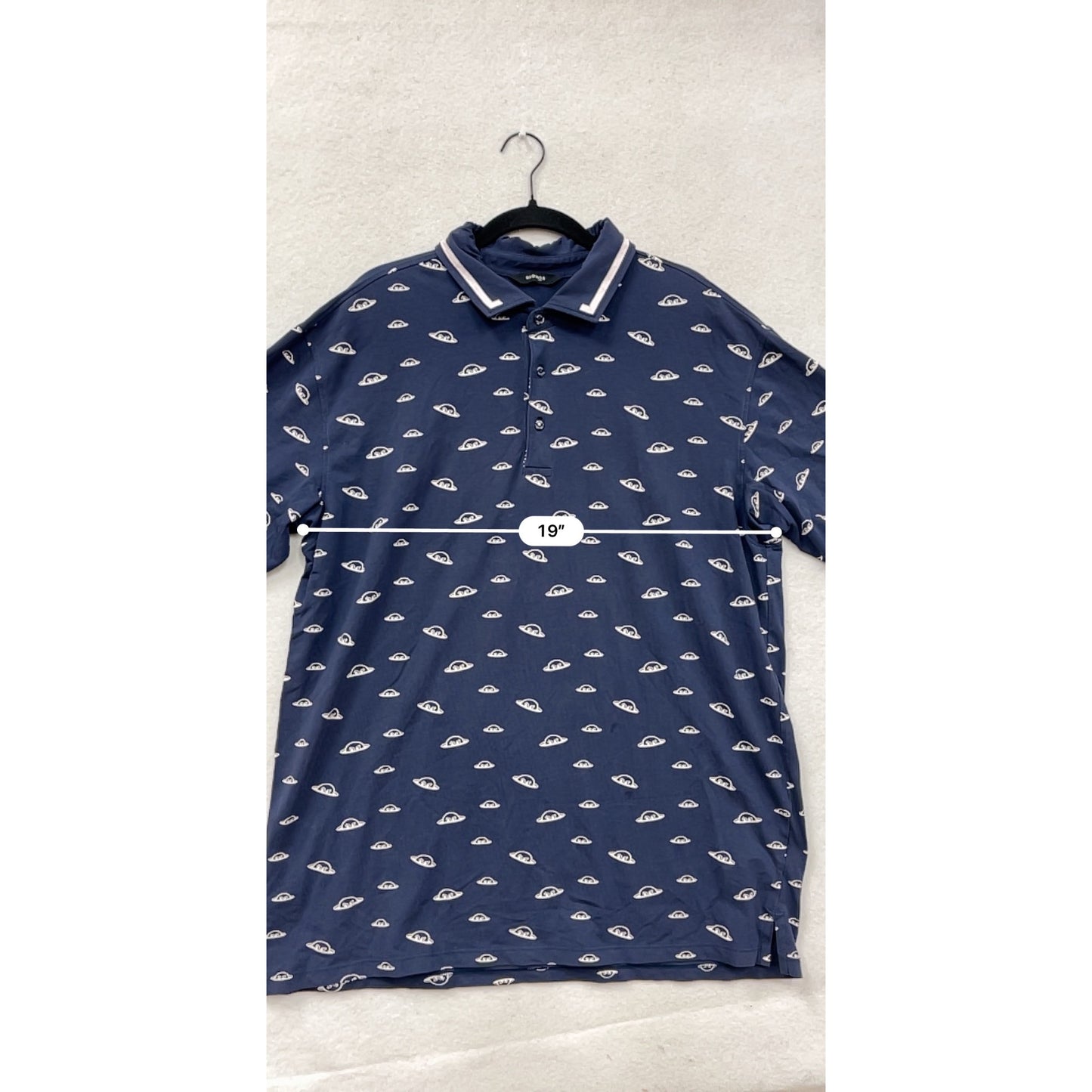 Radmor Mens XL Navy Polo Shirt With White Patterned Design #8930