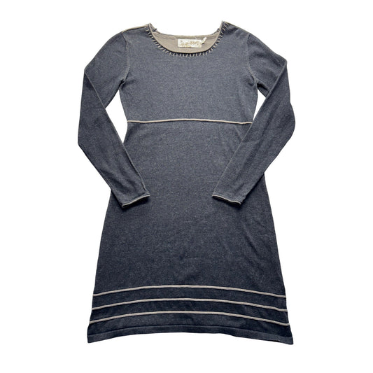 Organic Cotton Gray Long-Sleeve Dress With White Stitching By Aventura #7800