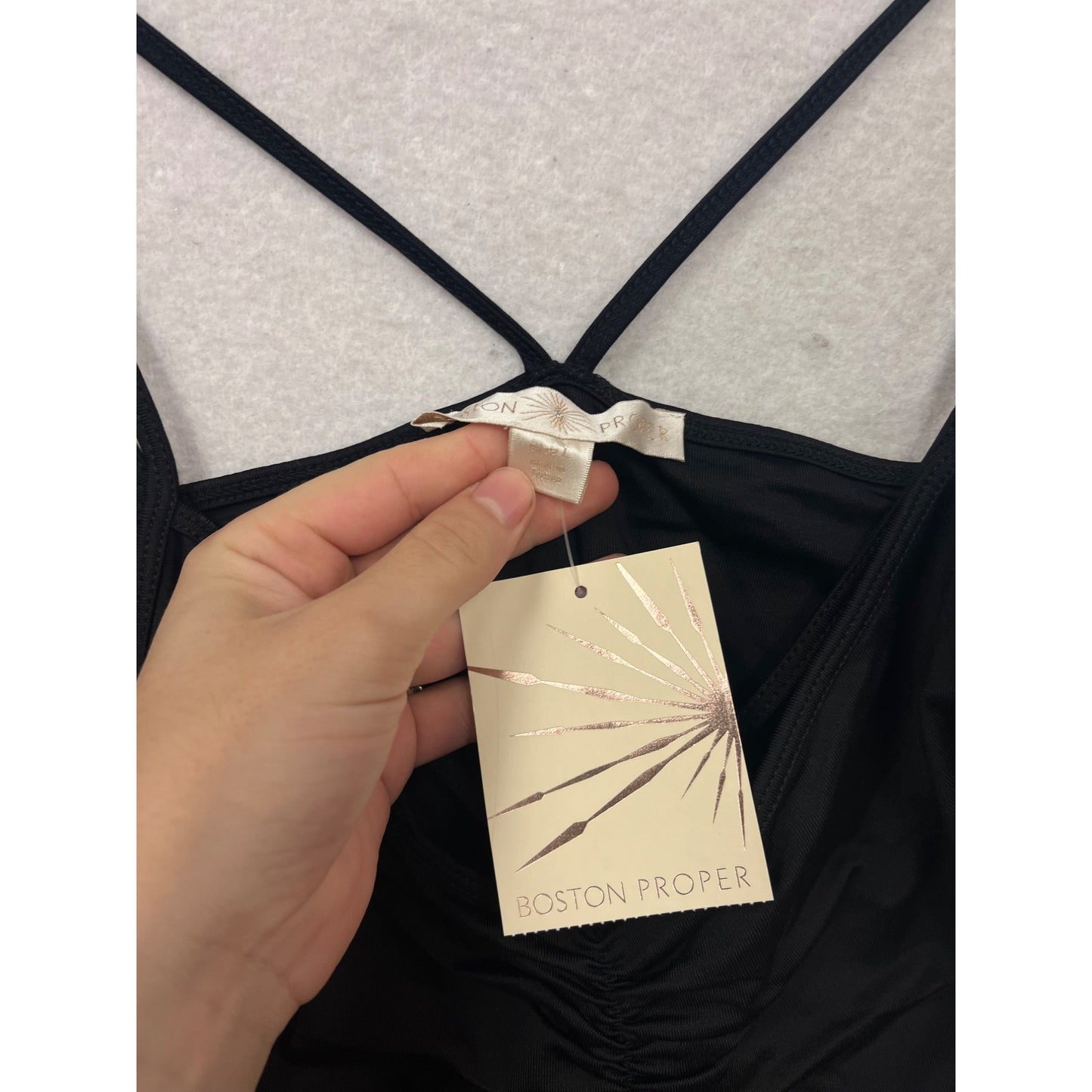 Boston Proper Black Strappy Ruched Camisole Top Size S #903A