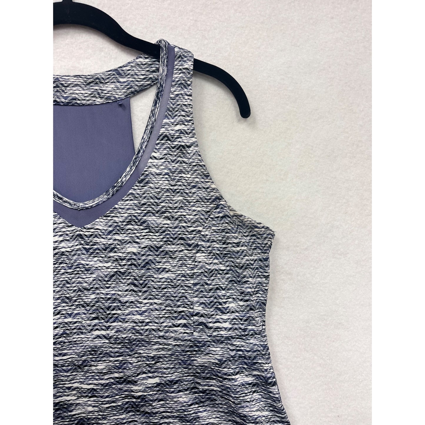 MPG Women's Large Athletic Racerback Dress Blue/Gray Pattern #6817