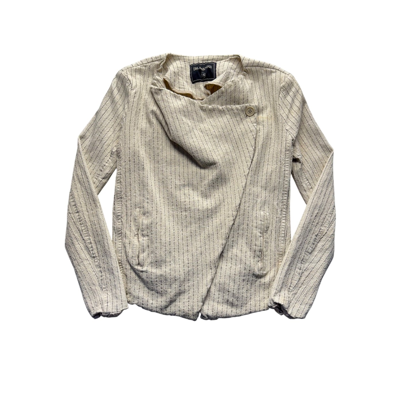 Blanknyc XS Beige Striped Asymmetric Lightweight Jacket #9415