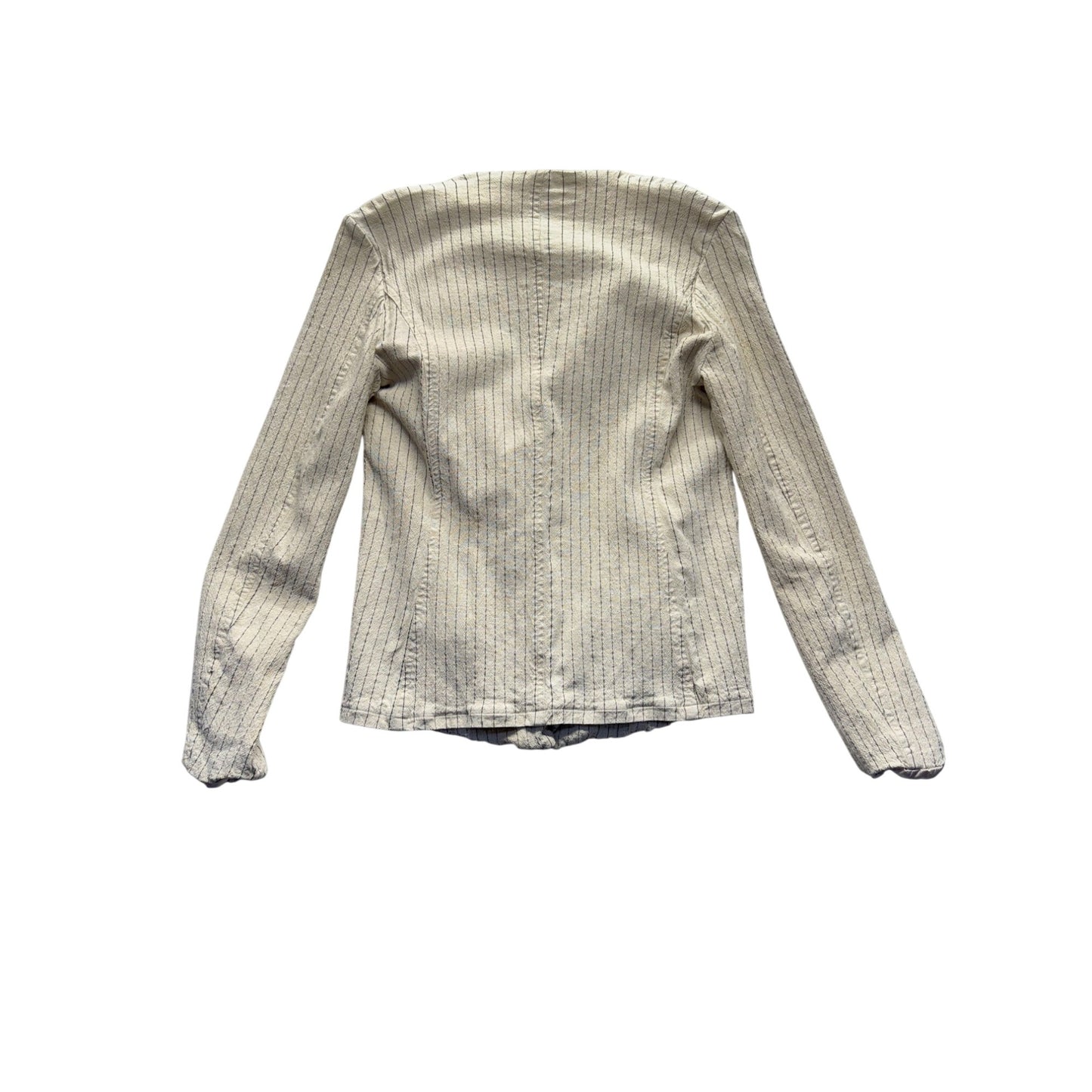 Blanknyc XS Beige Striped Asymmetric Lightweight Jacket #9415