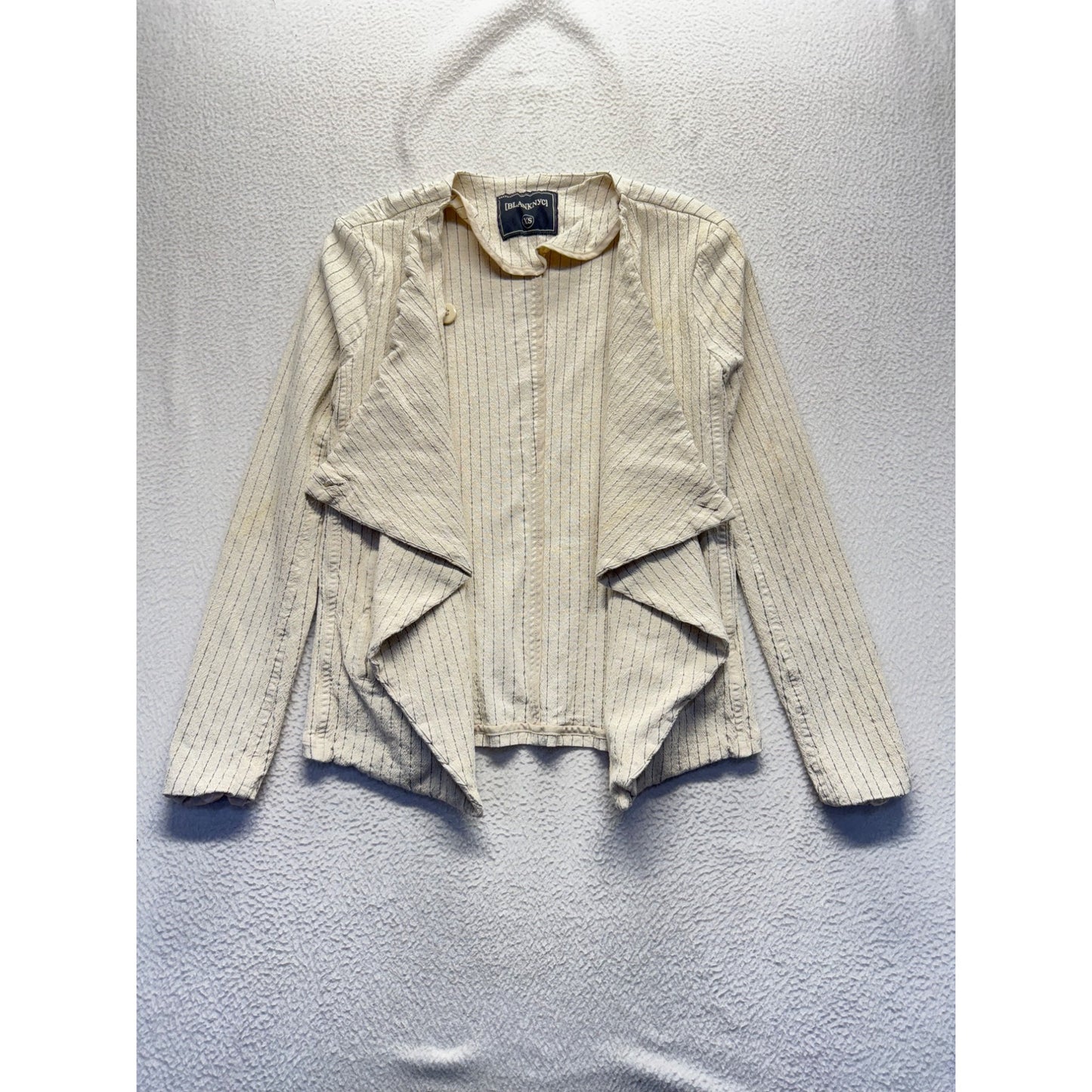 Blanknyc XS Beige Striped Asymmetric Lightweight Jacket #9415