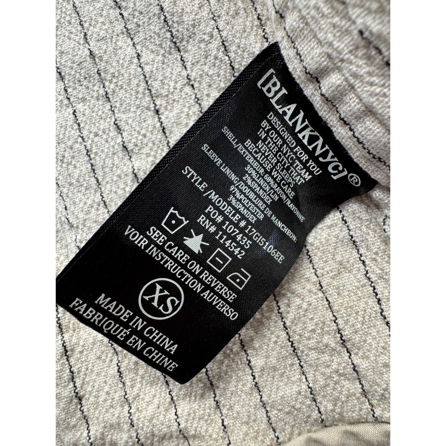 Blanknyc XS Beige Striped Asymmetric Lightweight Jacket #9415