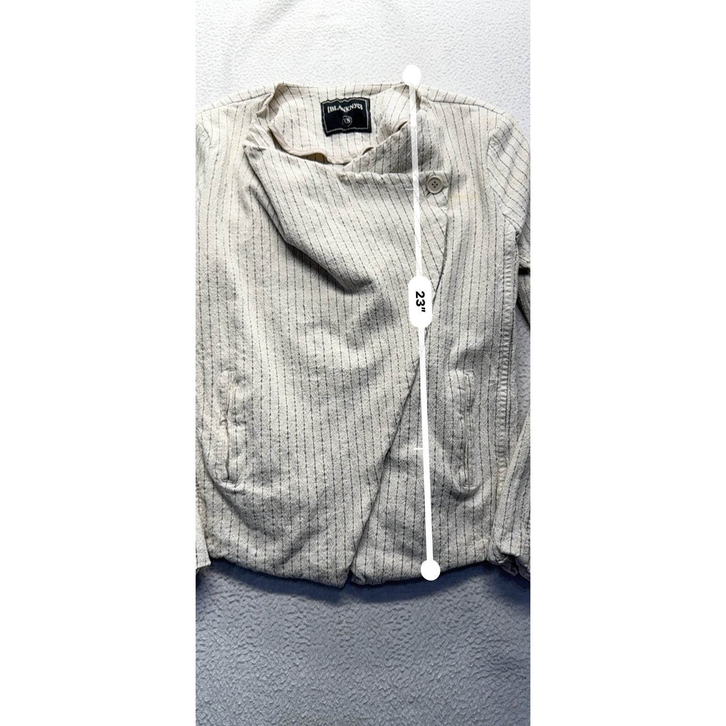 Blanknyc XS Beige Striped Asymmetric Lightweight Jacket #9415