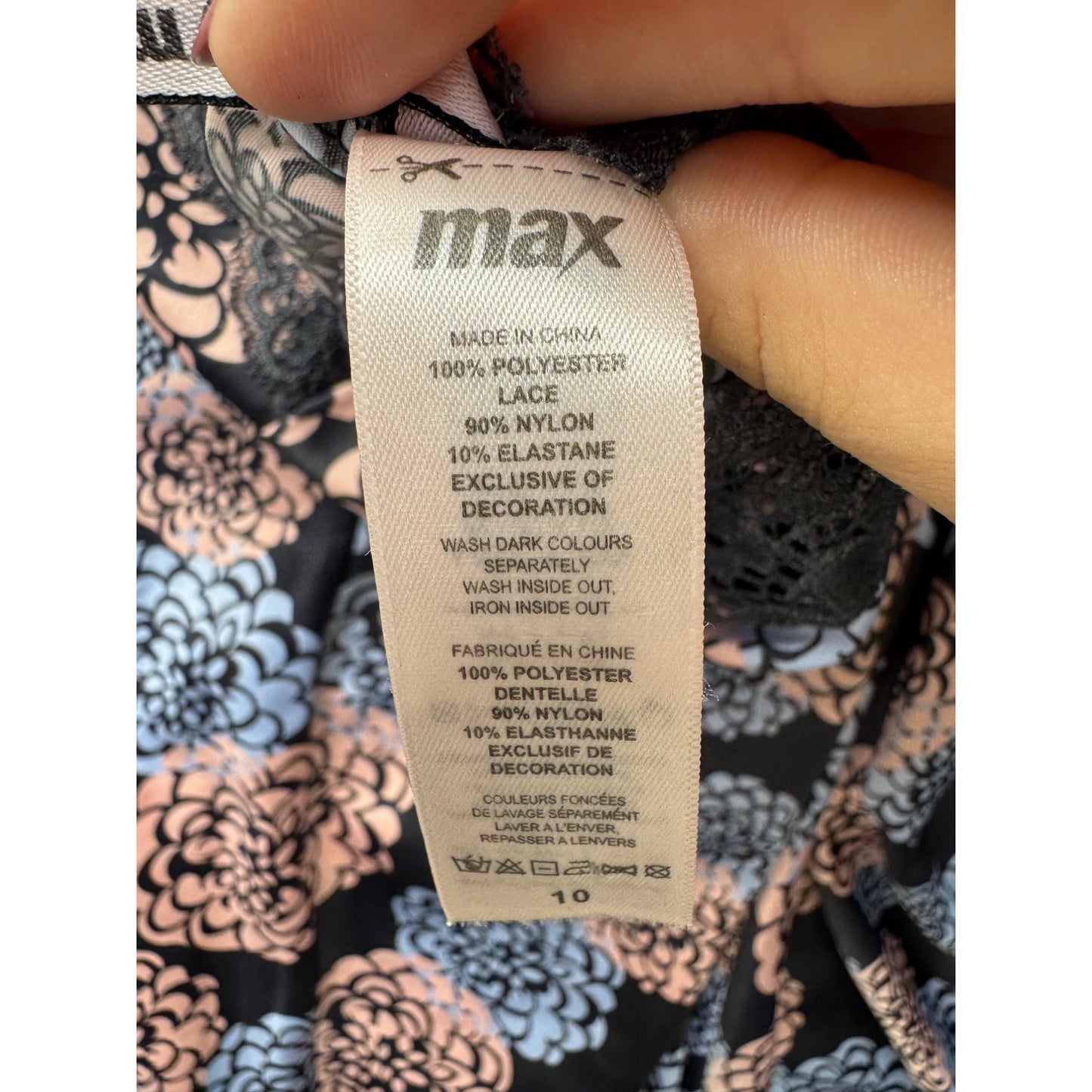 Sleep by Max Womens Floral Lace Trim Nightdress Size 10 #9030