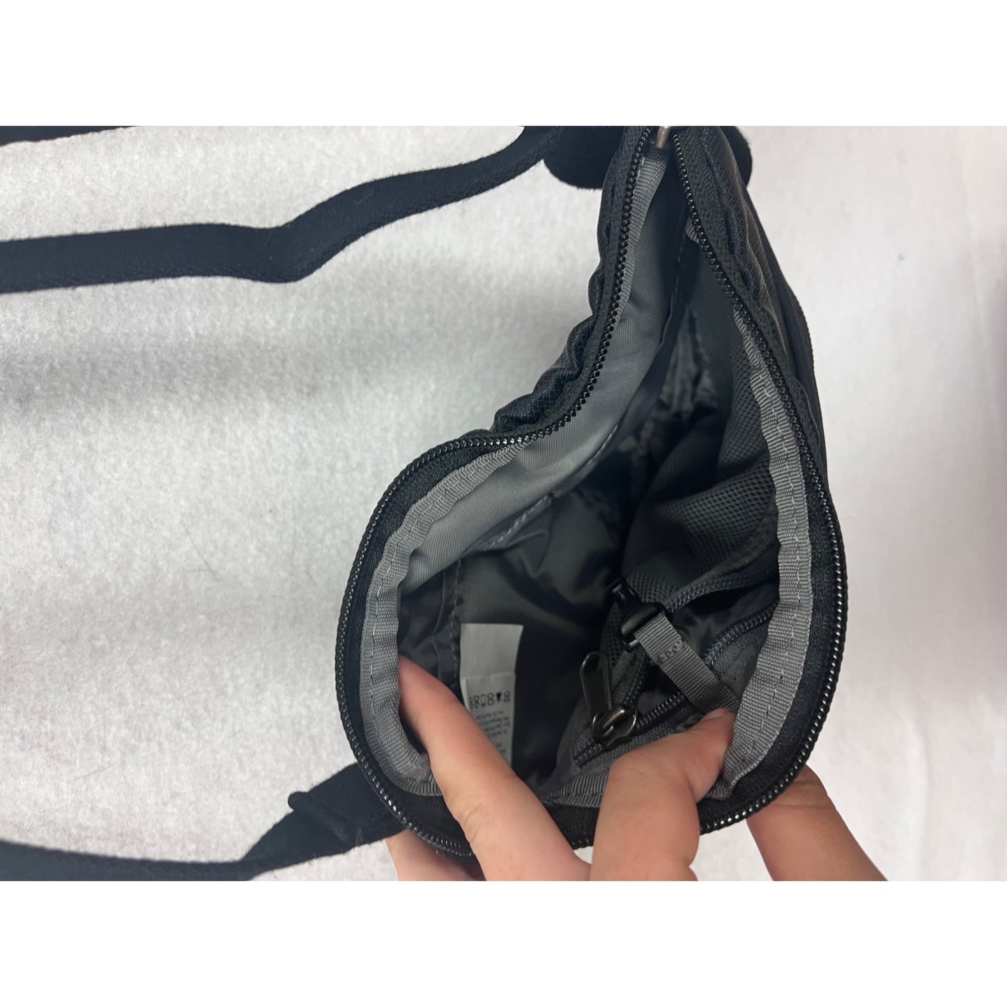 Black Nylon Crossbody Bag With Adjustable Strap #84A