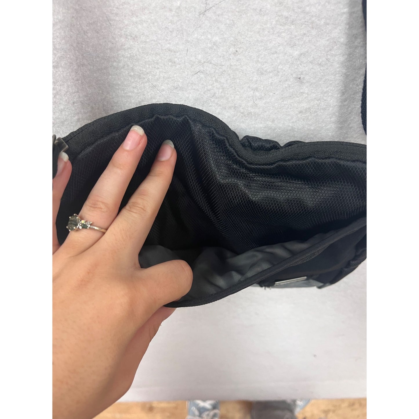 Black Nylon Crossbody Bag With Adjustable Strap #84A