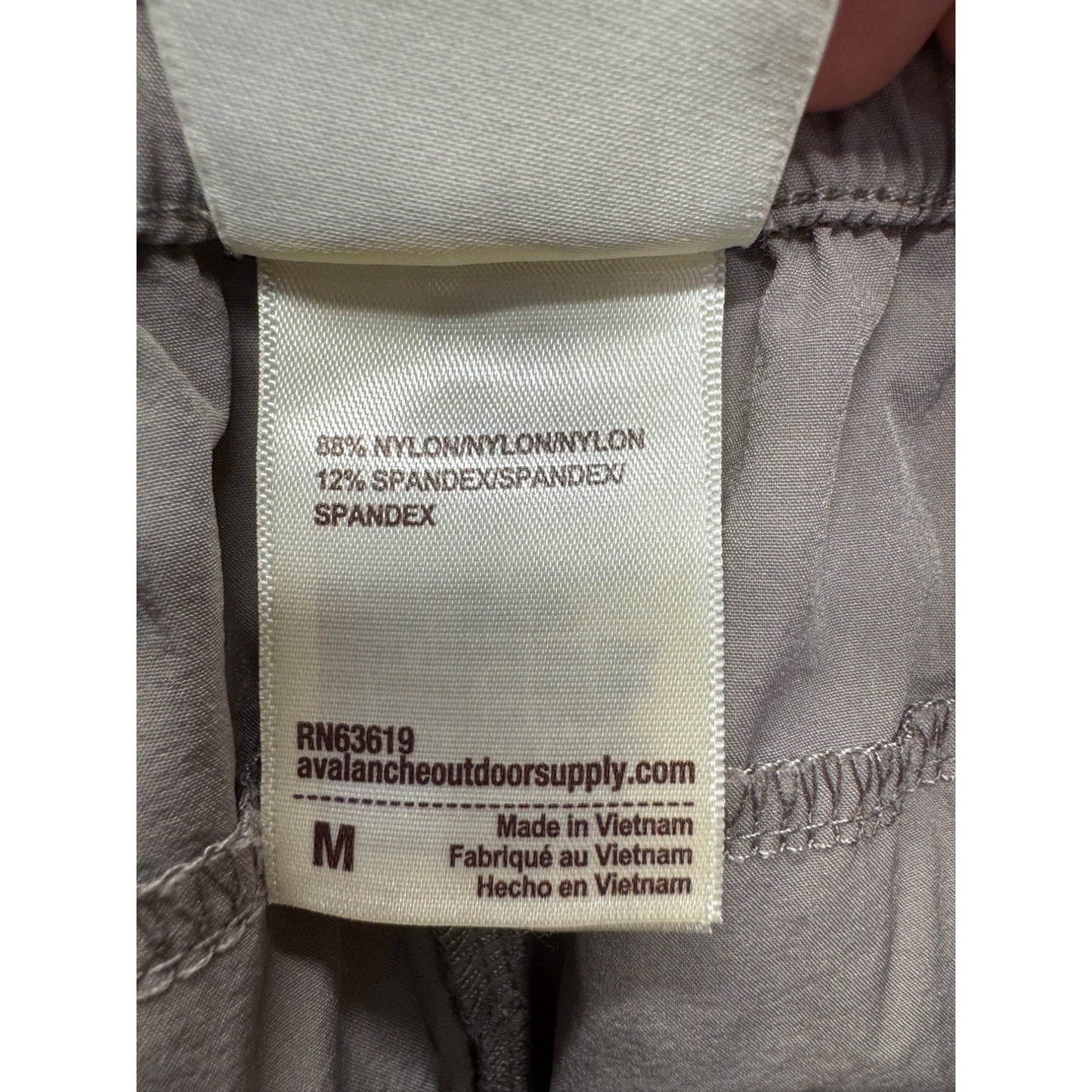 Avalanche Gray Nylon/Spandex Lightweight Elastic Waist Hiking Pants M 284B