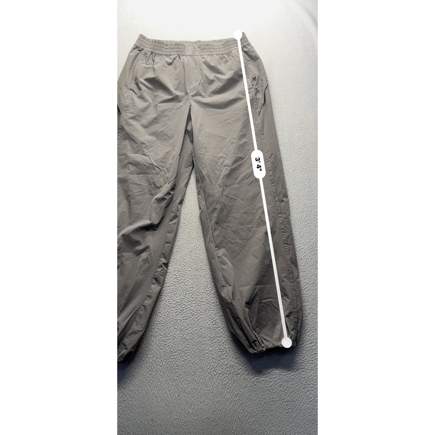 Avalanche Gray Nylon/Spandex Lightweight Elastic Waist Hiking Pants M 284B