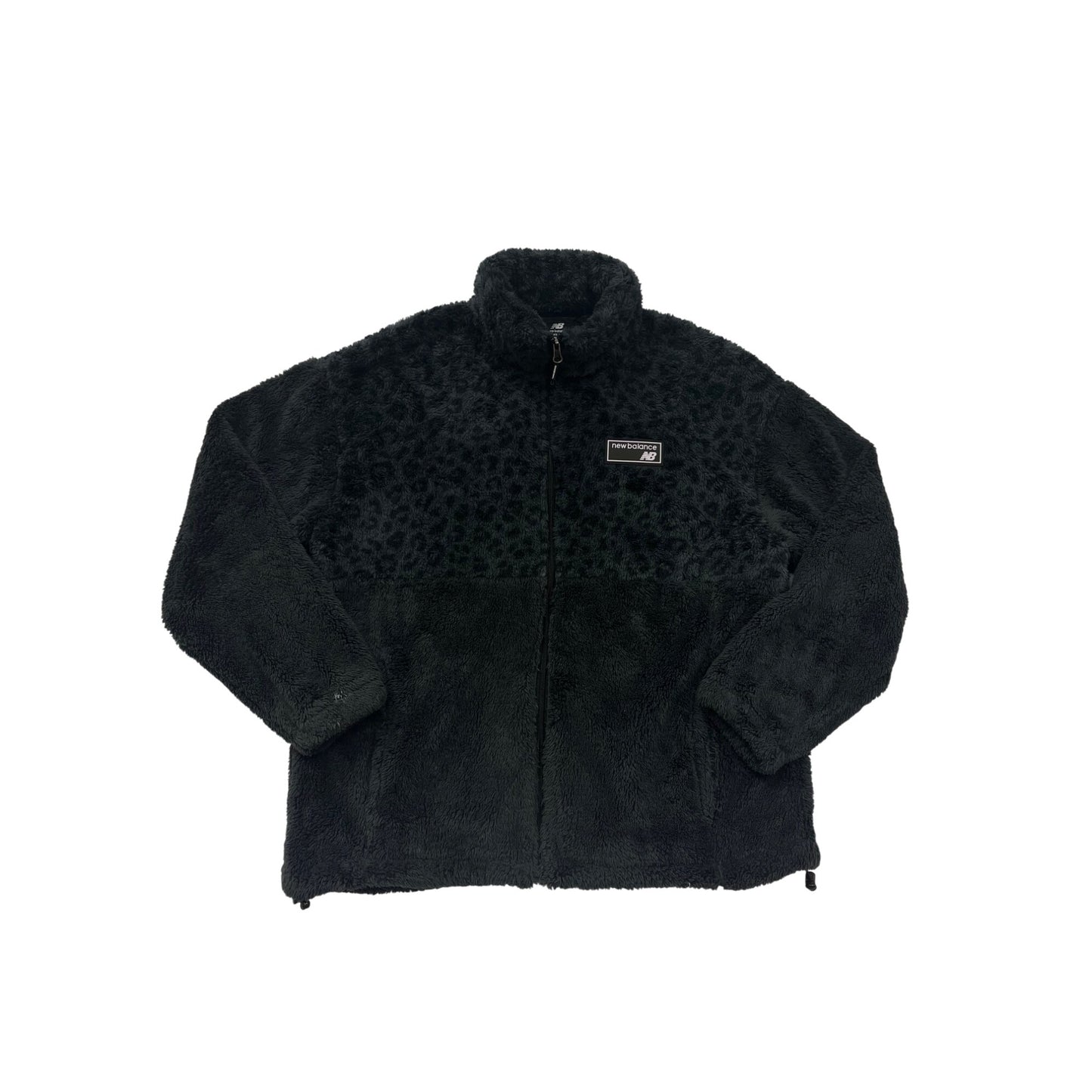 New Balance L Black Leopard Sherpa Fleece Full-Zip Jacket #8640