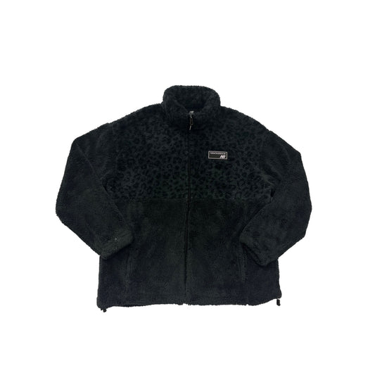 New Balance L Black Leopard Sherpa Fleece Full-Zip Jacket #8640