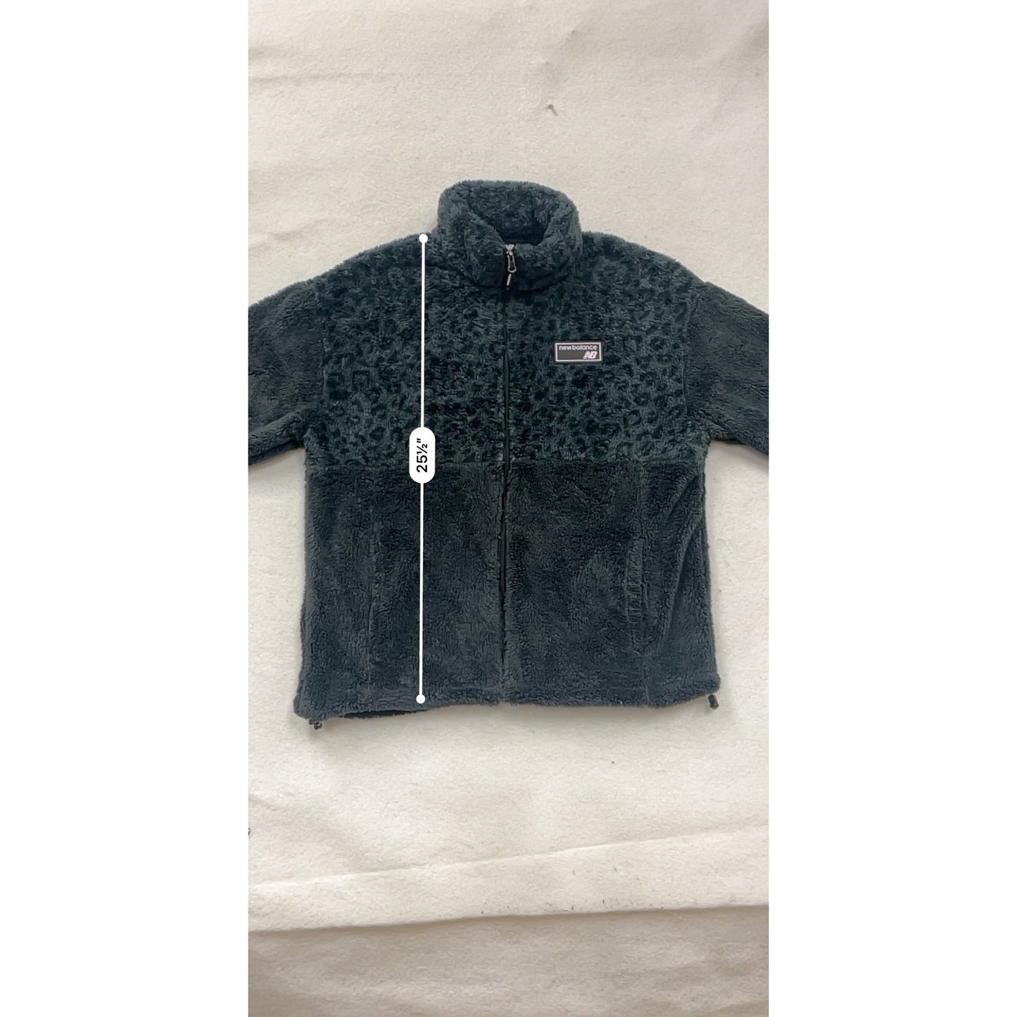 New Balance L Black Leopard Sherpa Fleece Full-Zip Jacket #8640
