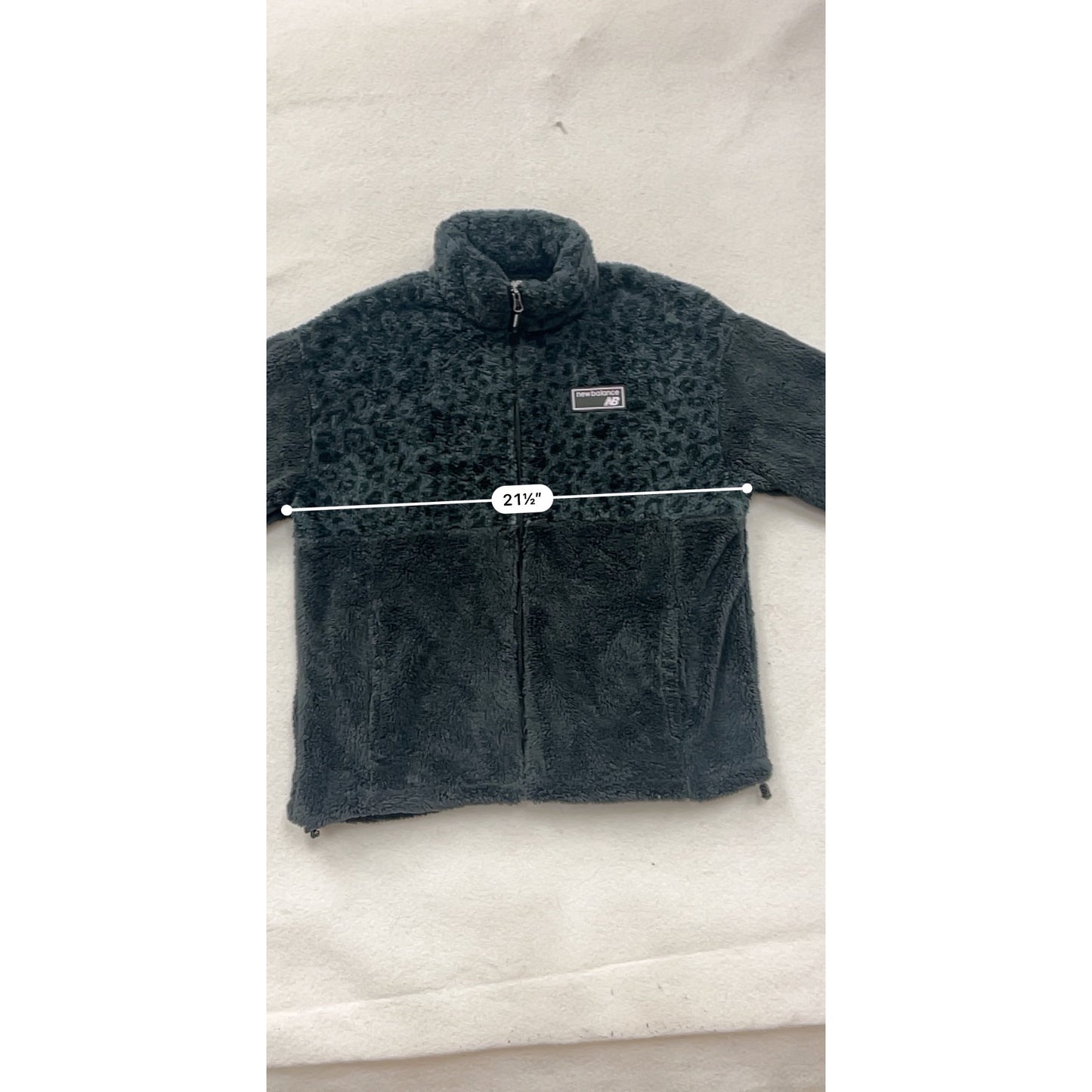 New Balance L Black Leopard Sherpa Fleece Full-Zip Jacket #8640