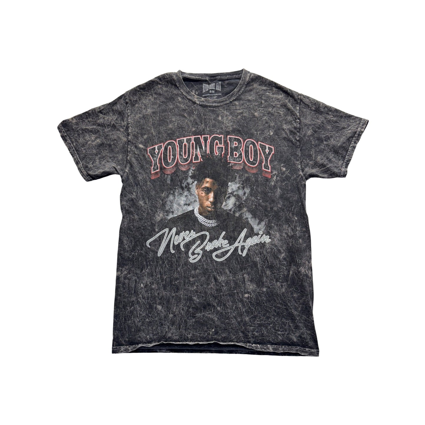 Youngboy Never Broke Again Graphic T-Shirt S/M Black Acid Wash #9526