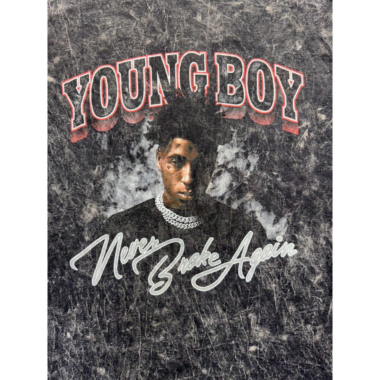 Youngboy Never Broke Again Graphic T-Shirt S/M Black Acid Wash #9526