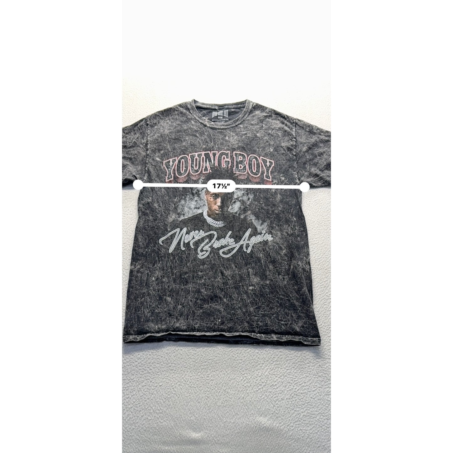 Youngboy Never Broke Again Graphic T-Shirt S/M Black Acid Wash #9526