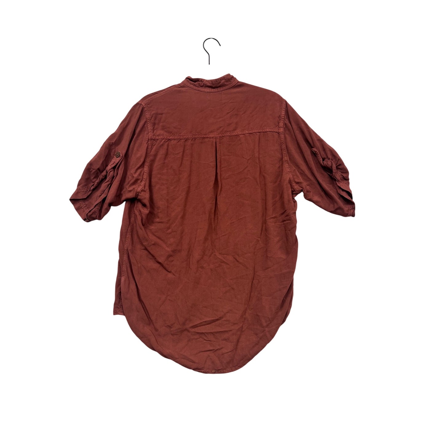 Kaya Wear Button-Up Tunic Shirt In Rust Color 3/4 Sleeve Size L #711A