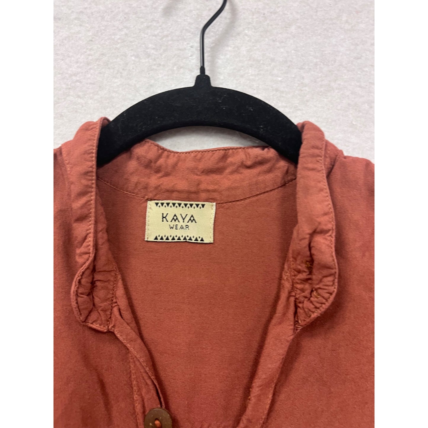 Kaya Wear Button-Up Tunic Shirt In Rust Color 3/4 Sleeve Size L #711A