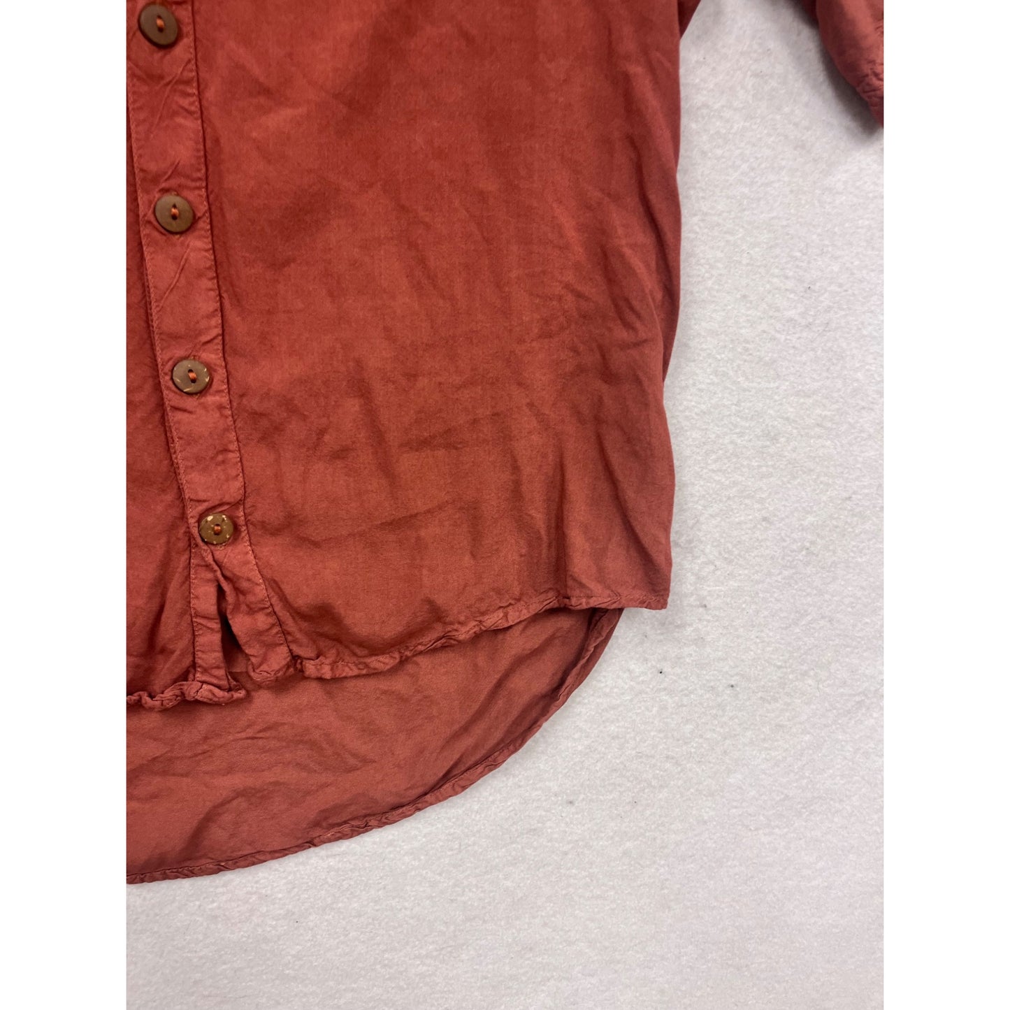 Kaya Wear Button-Up Tunic Shirt In Rust Color 3/4 Sleeve Size L #711A