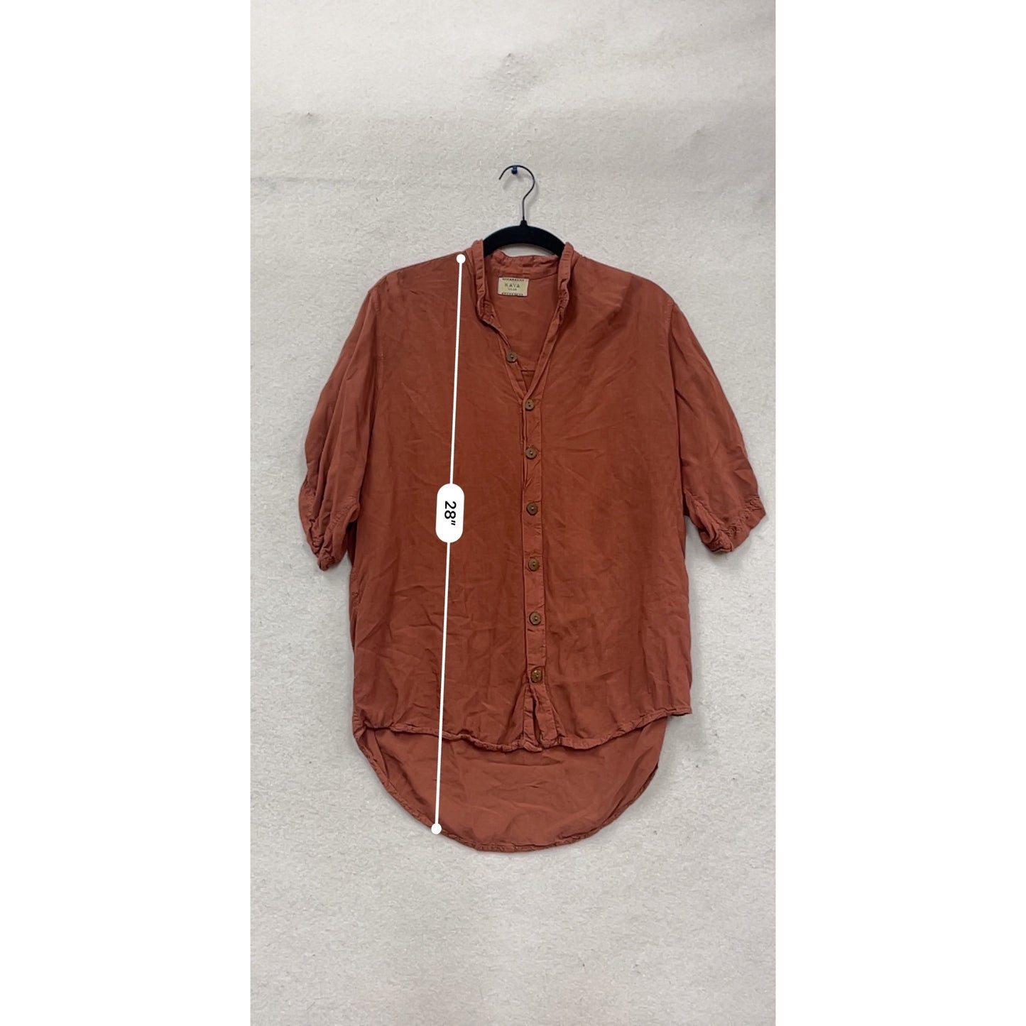 Kaya Wear Button-Up Tunic Shirt In Rust Color 3/4 Sleeve Size L #711A