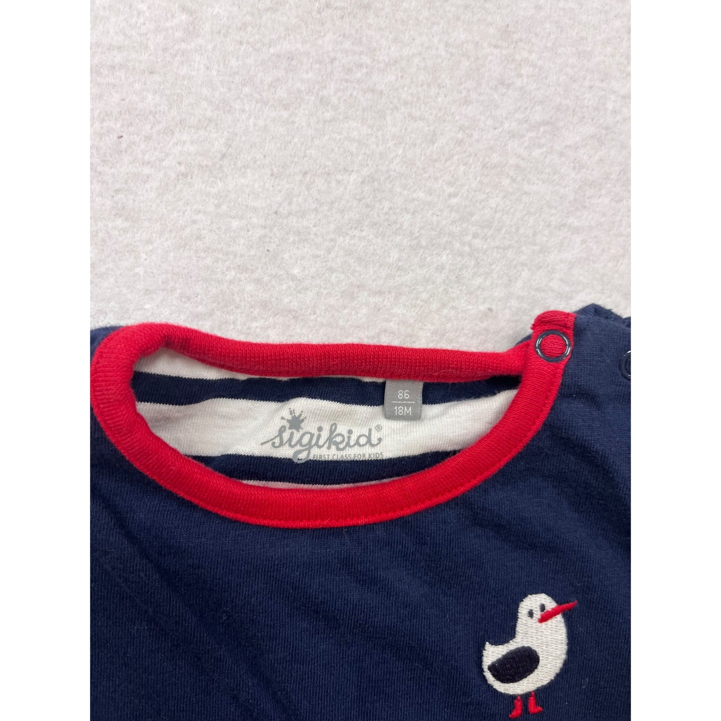 Sigikid Baby Navy Blue T-Shirt With Seagull & Anchor Appliqué  #8286