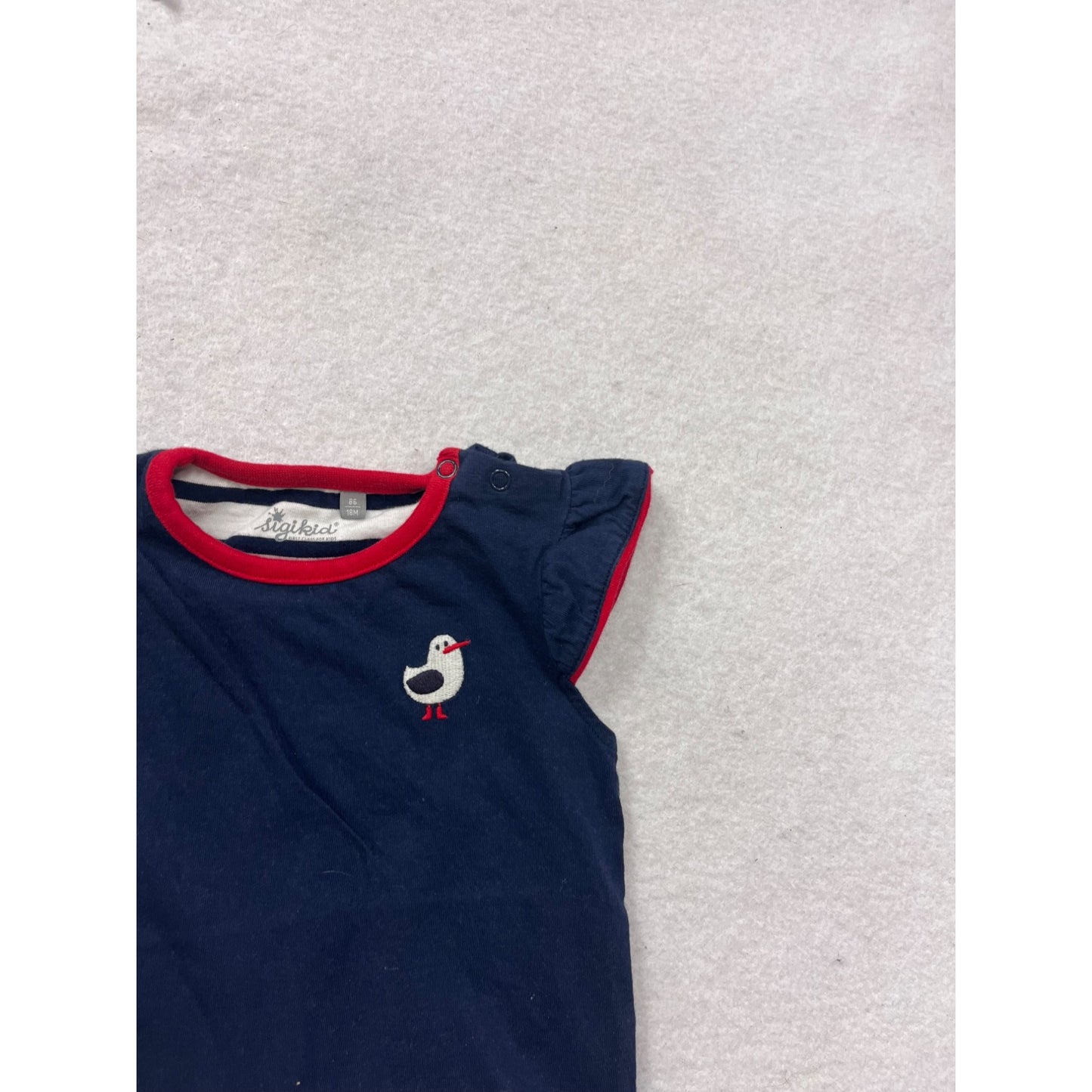Sigikid Baby Navy Blue T-Shirt With Seagull & Anchor Appliqué  #8286