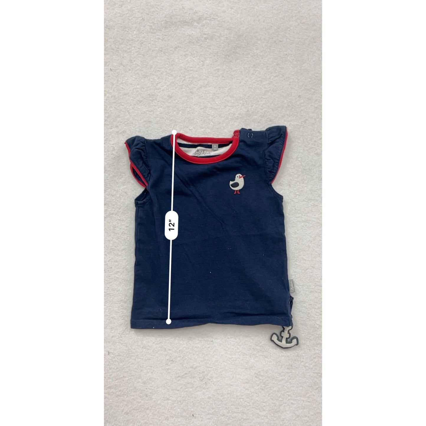 Sigikid Baby Navy Blue T-Shirt With Seagull & Anchor Appliqué  #8286