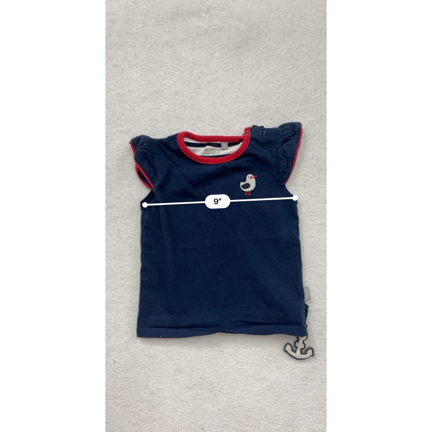 Sigikid Baby Navy Blue T-Shirt With Seagull & Anchor Appliqué  #8286