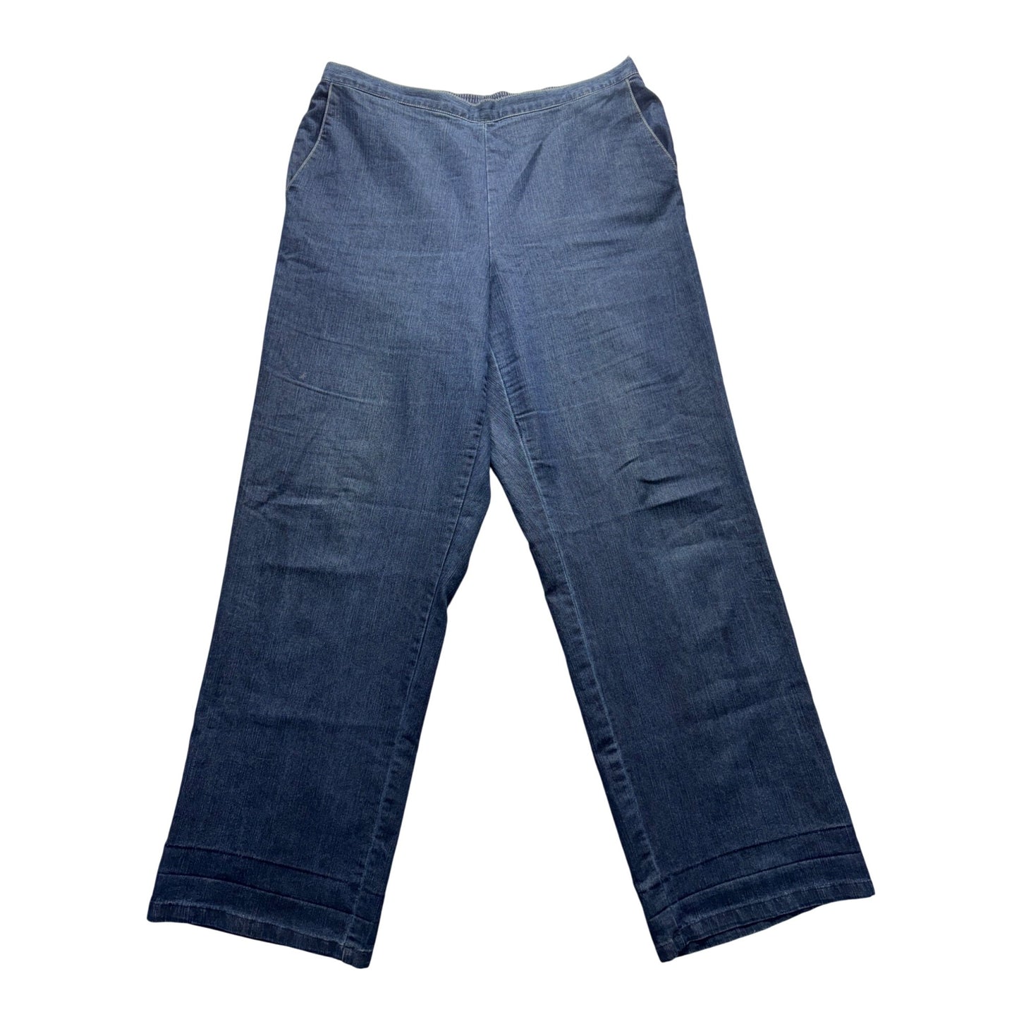 Alfred Dunner Blue Denim Pull-On Wide Leg Pants Size 14 Cotton Blend #9669
