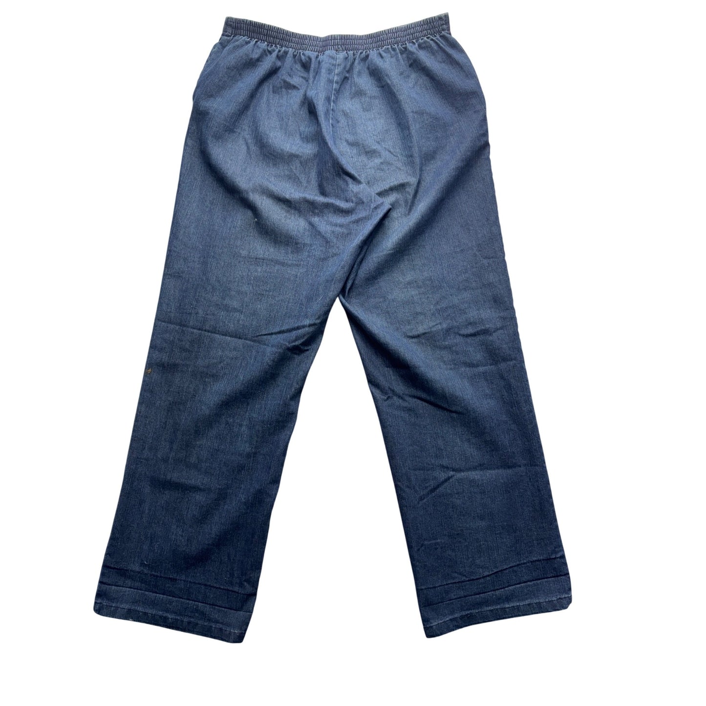 Alfred Dunner Blue Denim Pull-On Wide Leg Pants Size 14 Cotton Blend #9669