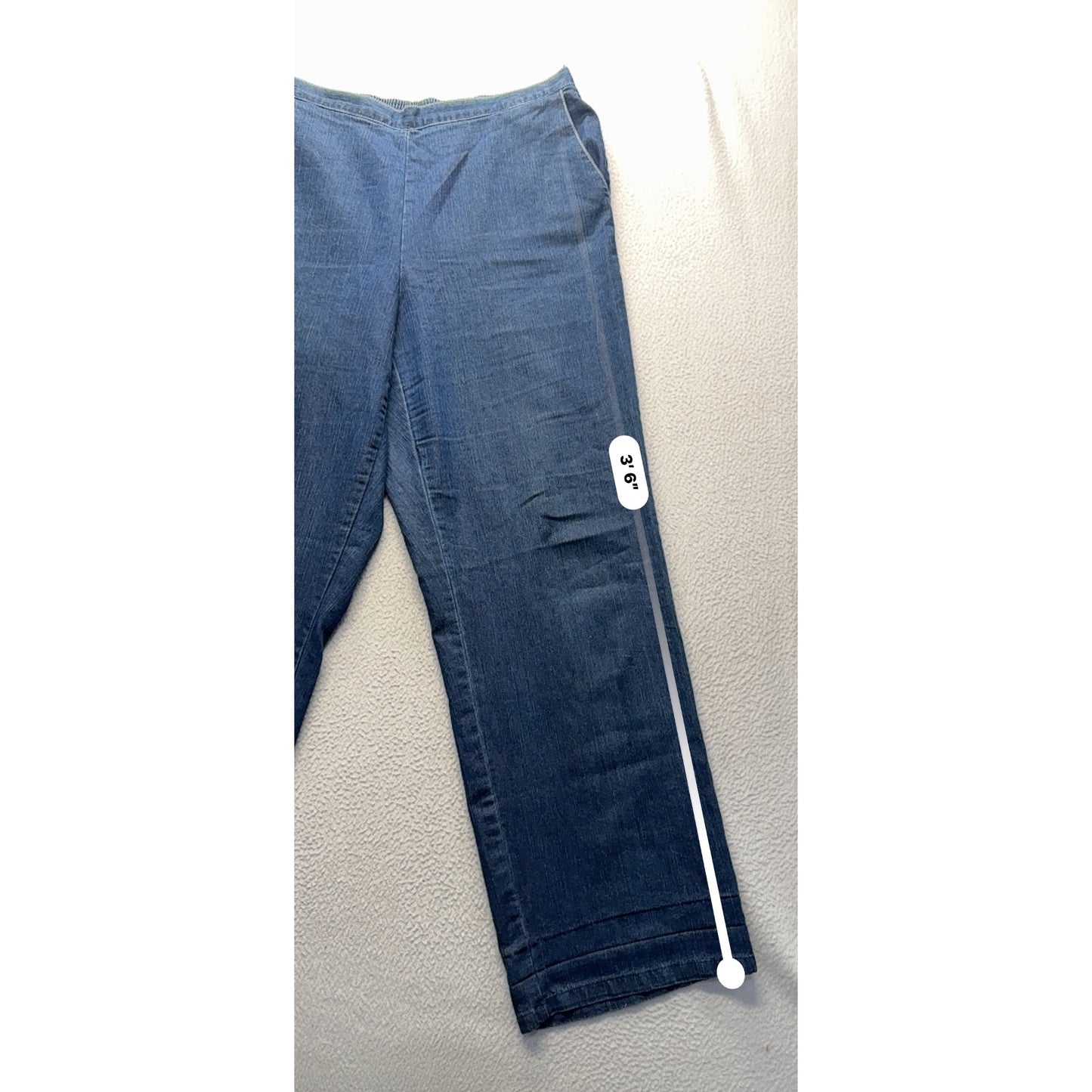 Alfred Dunner Blue Denim Pull-On Wide Leg Pants Size 14 Cotton Blend #9669