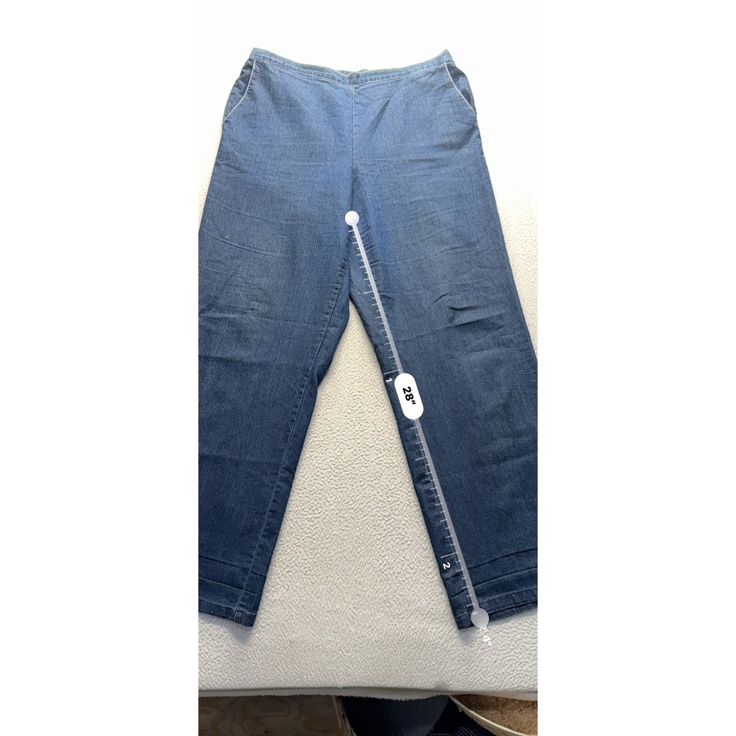 Alfred Dunner Blue Denim Pull-On Wide Leg Pants Size 14 Cotton Blend #9669