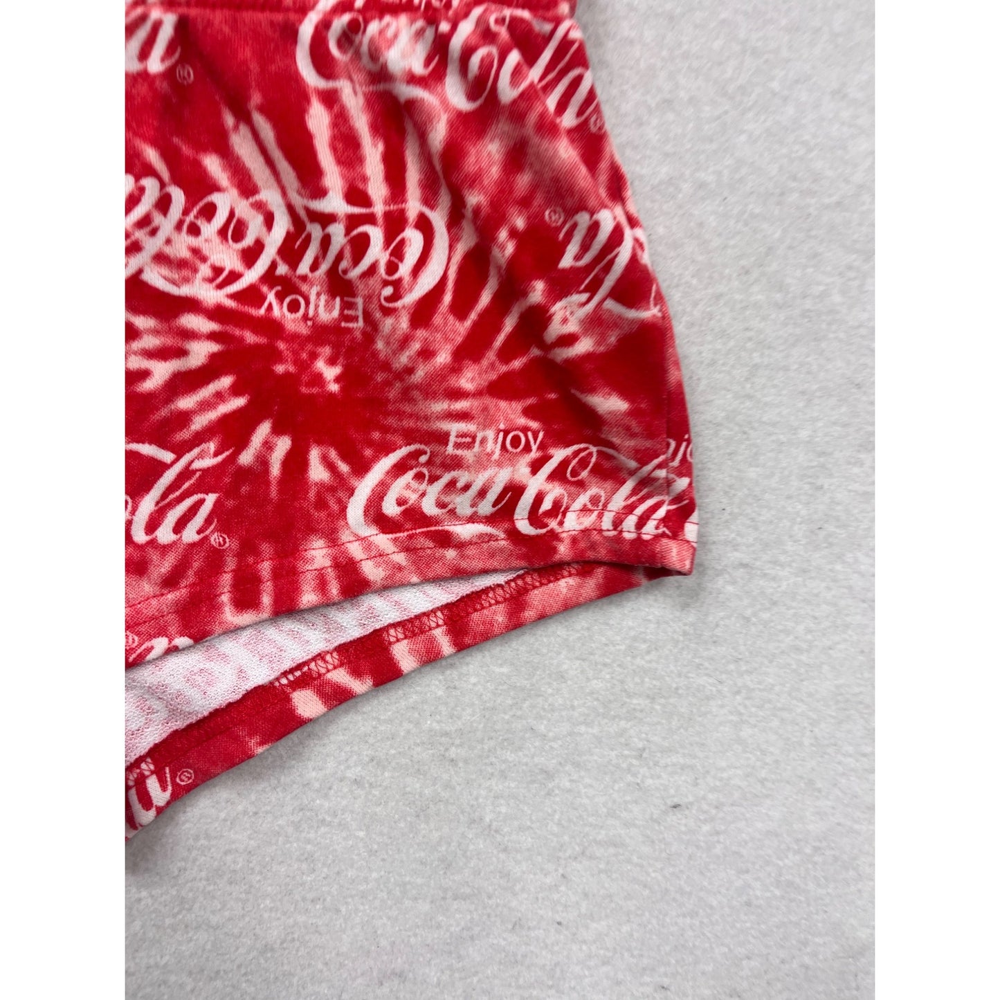 Coca Cola Tie Dye Red Graphic Lounge Shorts Soft Comfy Retro #486A