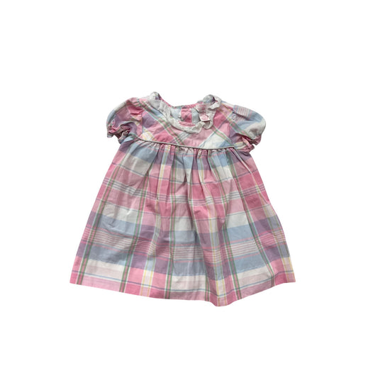 Plaid Chaps Baby Dress 6M Pink & Blue Short Sleeve #8483