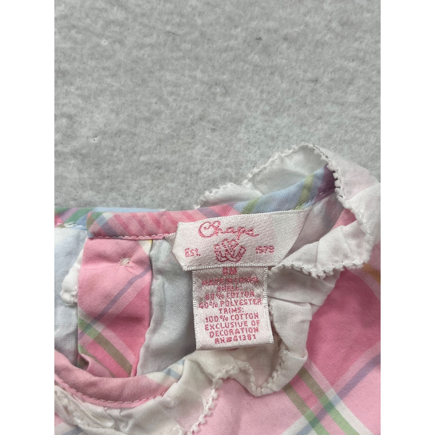 Plaid Chaps Baby Dress 6M Pink & Blue Short Sleeve #8483
