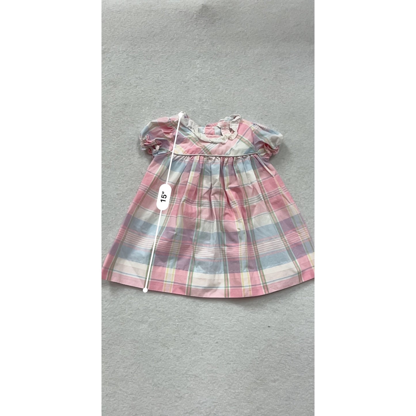 Plaid Chaps Baby Dress 6M Pink & Blue Short Sleeve #8483