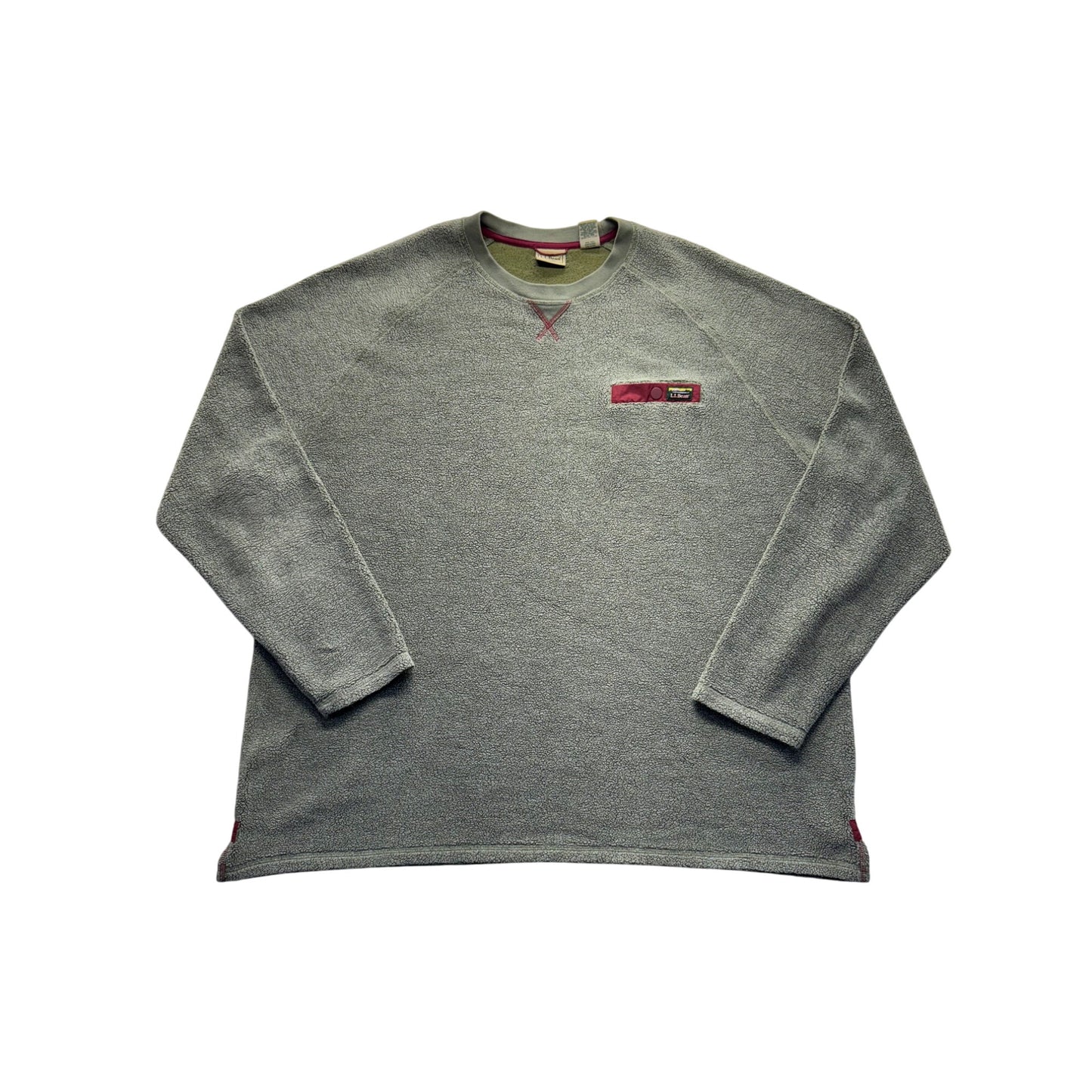 L.L.Bean XXXL Tall Gray Pullover Sweatshirt With Burgundy Accents #127B
