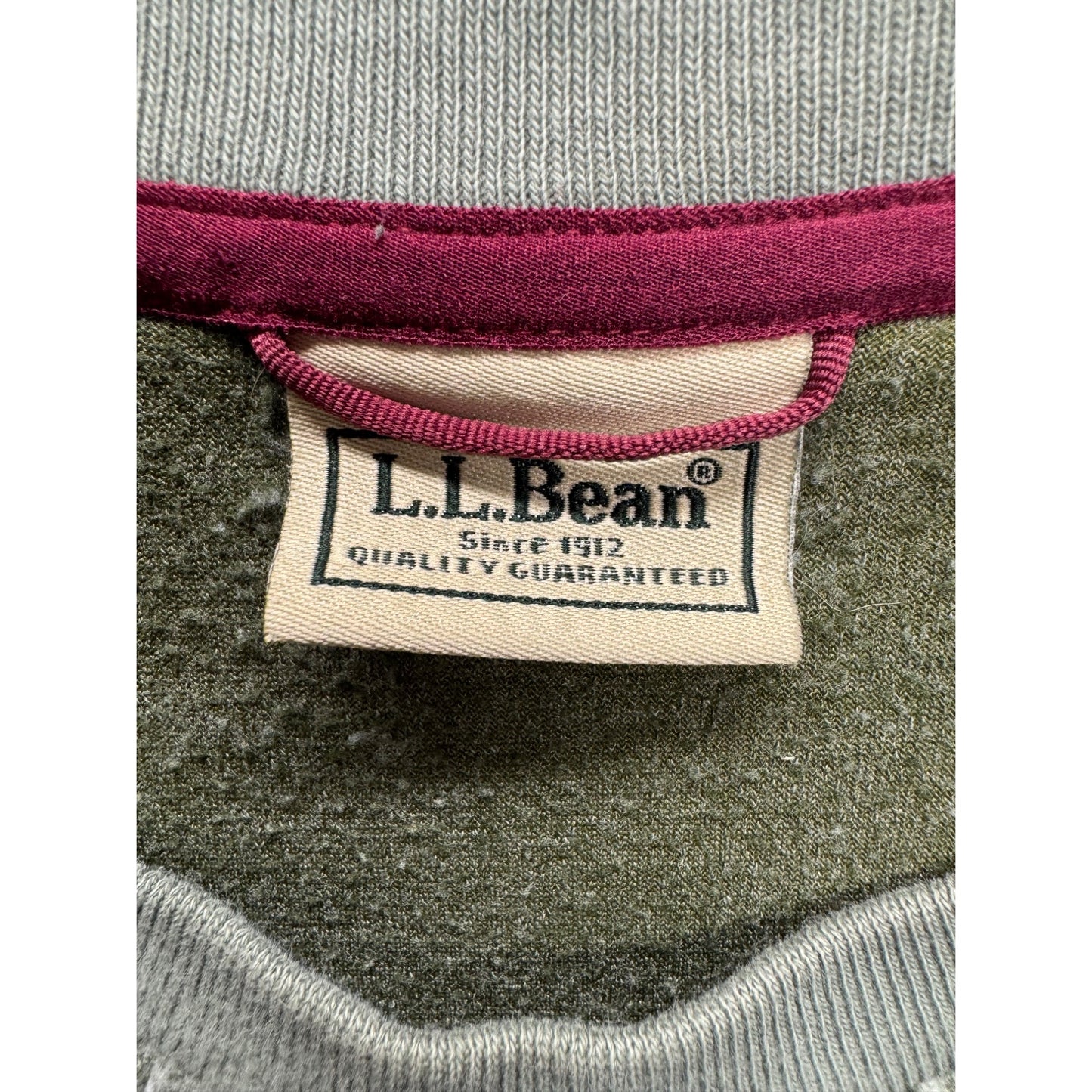 L.L.Bean XXXL Tall Gray Pullover Sweatshirt With Burgundy Accents #127B