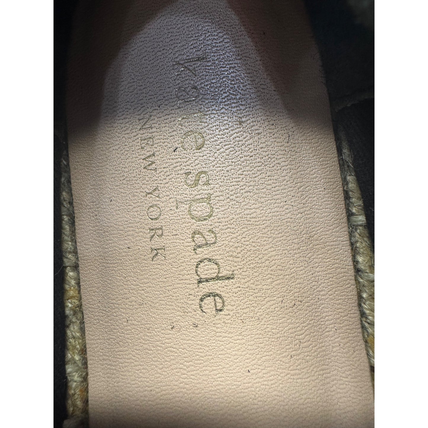 Kate Spade Black Leather Floral Cutout Espadrille Flats Size 7 #9804